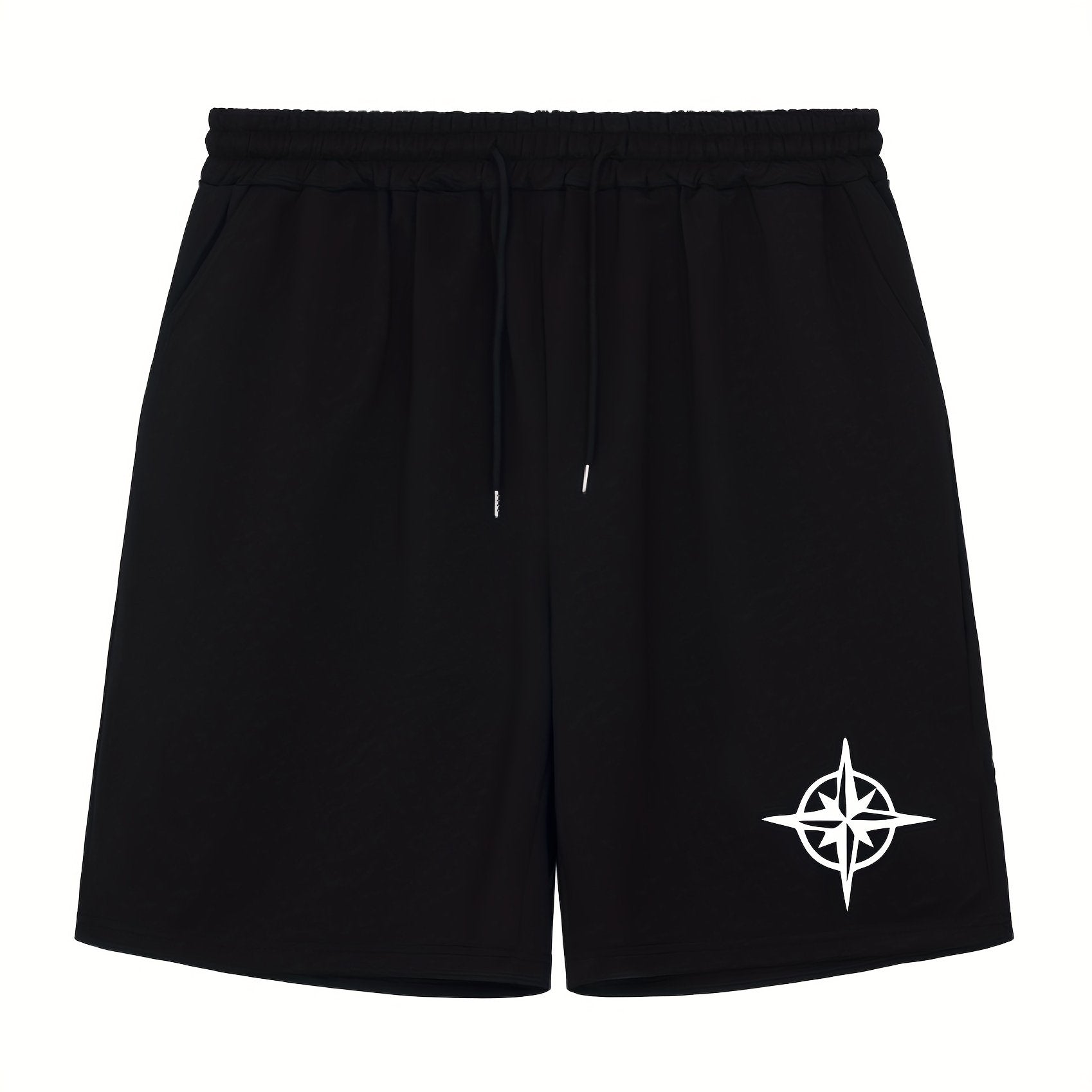 Men's Star Print Workout Shorts Active Stretch Breathable Drawstring
