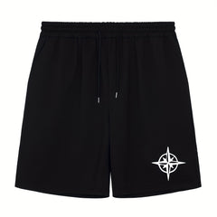 Men's Star Print Workout Shorts Active Stretch Breathable Drawstring