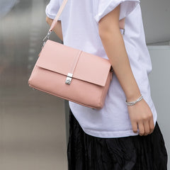 Leather Women's Handbag with Detachable Strap Shoulder Bag