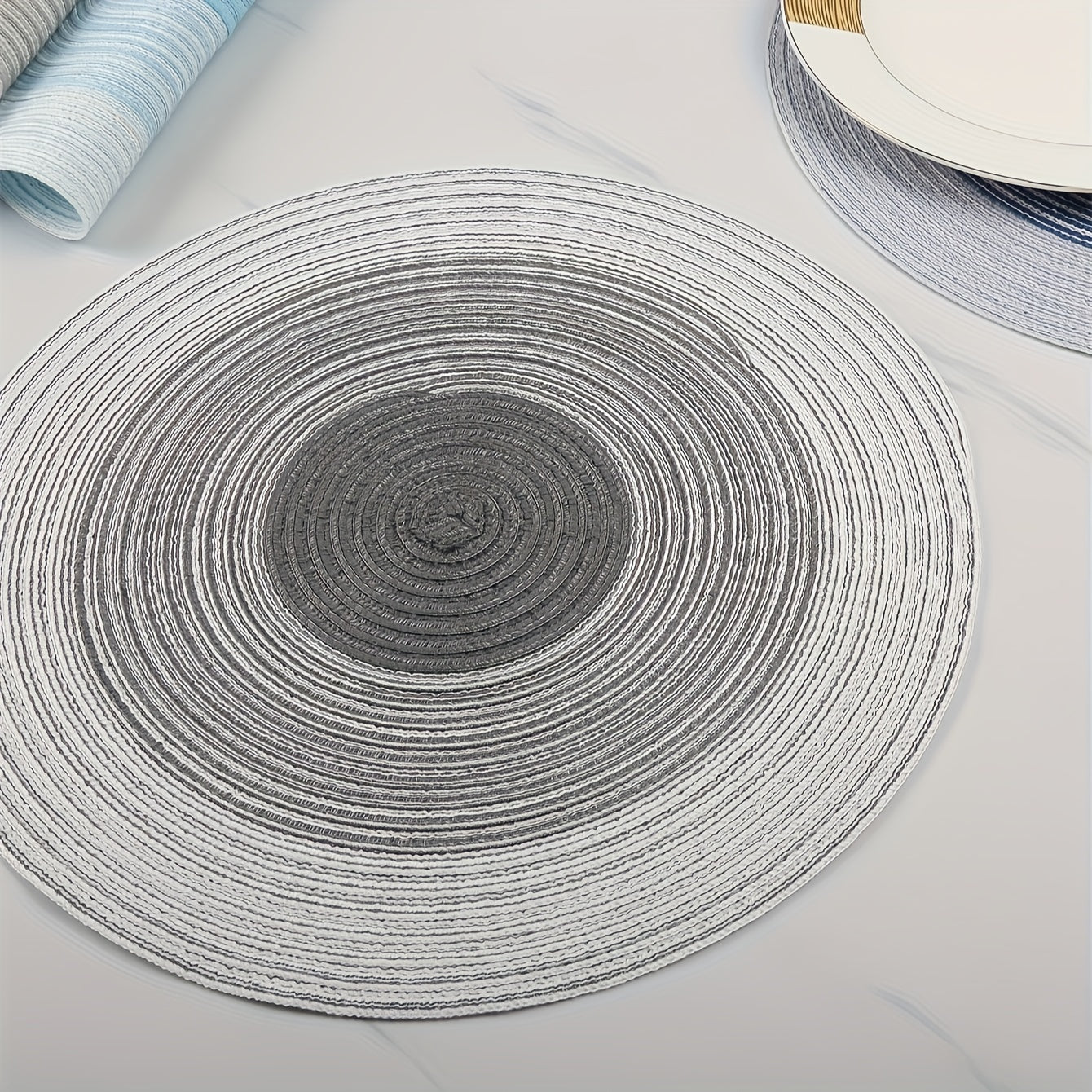 4pcs Gradient Round Table Placemats Nordic Style Table Decoration Mat