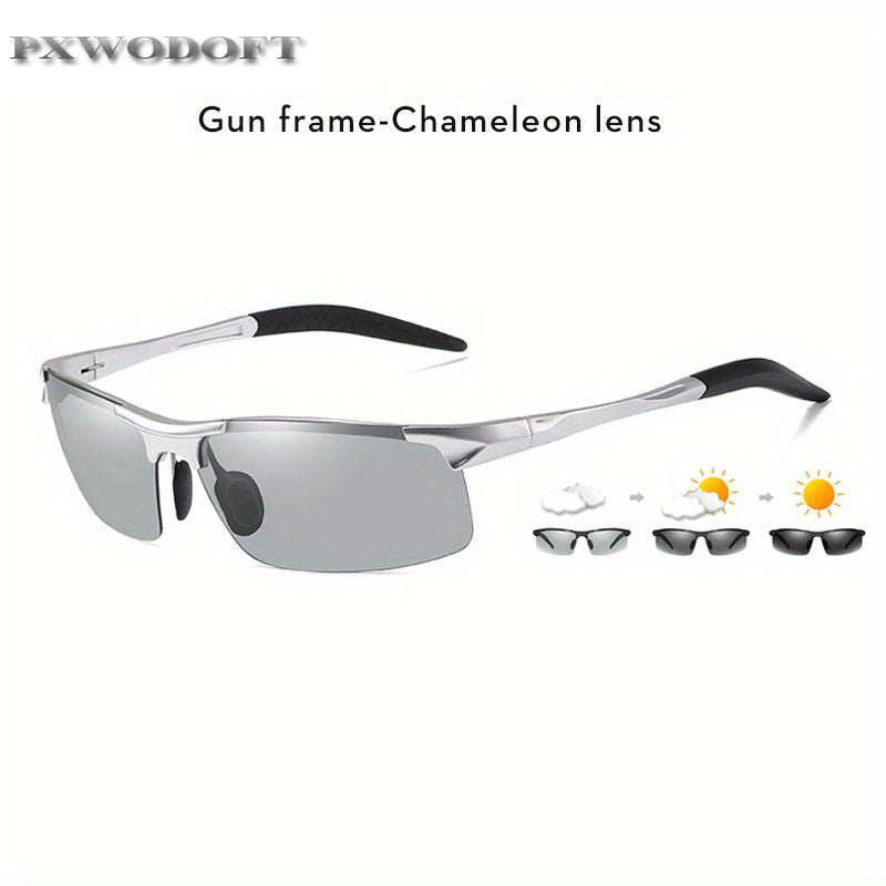 PXWODOFT Aluminum Rimless Sunglasses Polarized Night Driving Glasses