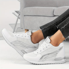 Women's Mesh Sneakers Lace Up Platform Shoes Comfortable Wedge Heels