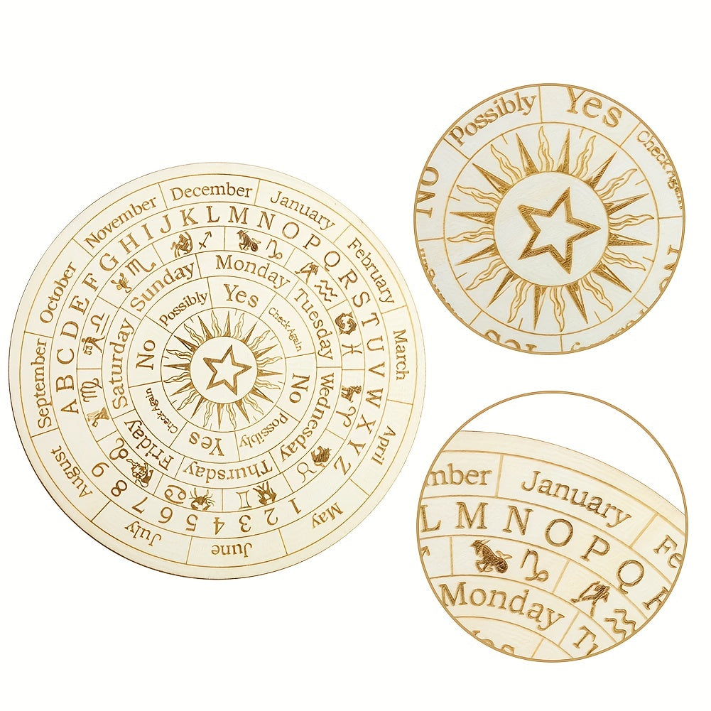 Wooden Twelve Constellation Pendulum Board for Meditation, Yoga & Wicca