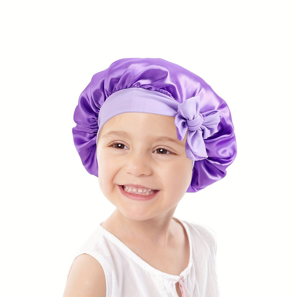 Satin Silk Bow Hair Bonnet for Toddler Boys Girls
