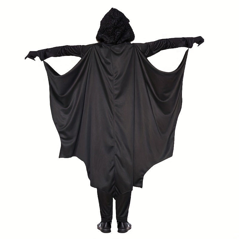 Kids Bat Cosplay Jumpsuit & Witch Cloak