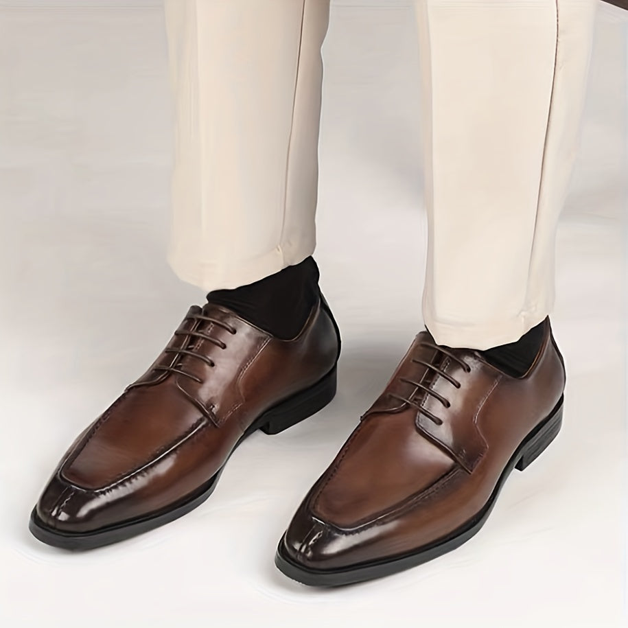 Men's Square Toe Lace up Oxford Shoes Smart Casual Dress Shoes
