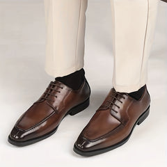 Men's Square Toe Lace up Oxford Shoes Smart Casual Dress Shoes