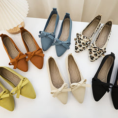 Breathable Knitted Pointed Toe Flats Slip-on Ballet Shoes Women's Footwear