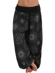 Boho Floral Harem Pants Elastic Waist Beach Pants