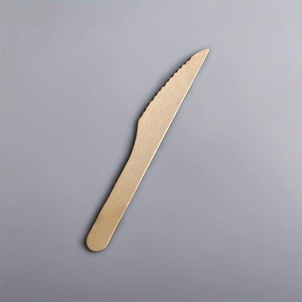 100pcs Disposable Wooden Cutlery Spoons Knives Forks Pack