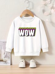 OERYUI WOW Letter Print Sweatshirt Comfy Pullover Boys Kids Sports