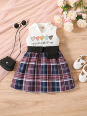 Infant Cartoon Print Pleated Tank Dress 2pcs Set