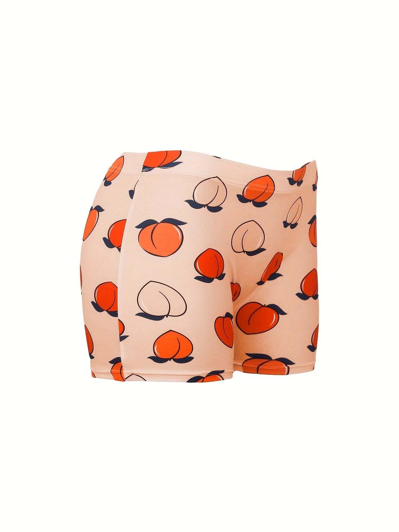 Peach Print Skinny Yoga Shorts for Women