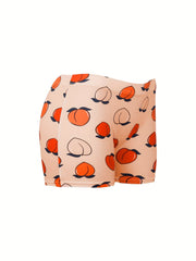 Peach Print Skinny Yoga Shorts for Women