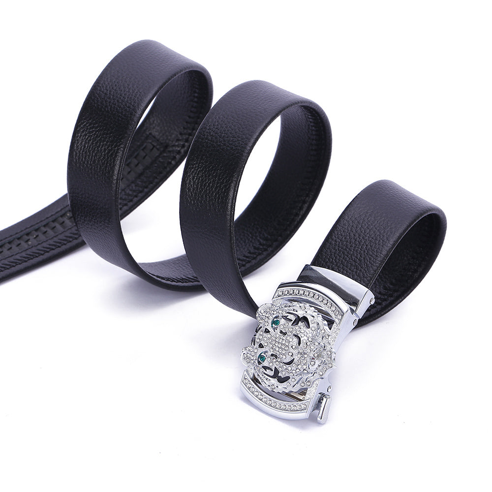Men's Auto Buckle Belt with Gemstones & Diamonds