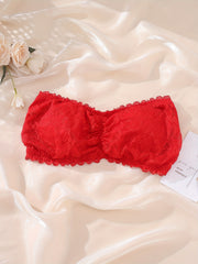 Women's Plus Ruched Heart Lace Tube Bra
