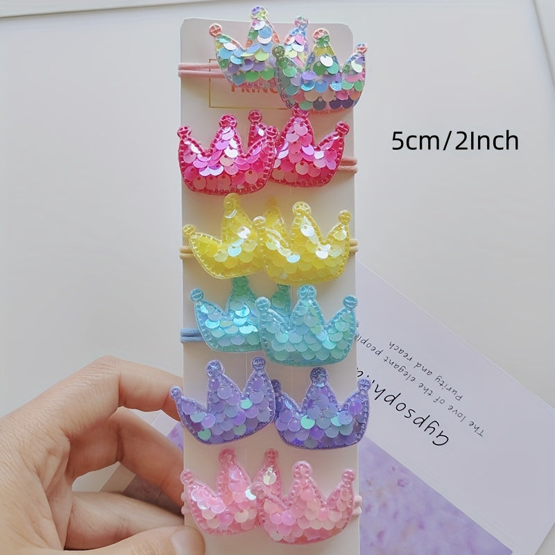 12pcs Sequins Love Star Crown Hair Clips & Headwear Set
