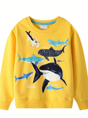 Luminous Shark Print Boys T Shirt Lightweight Tee