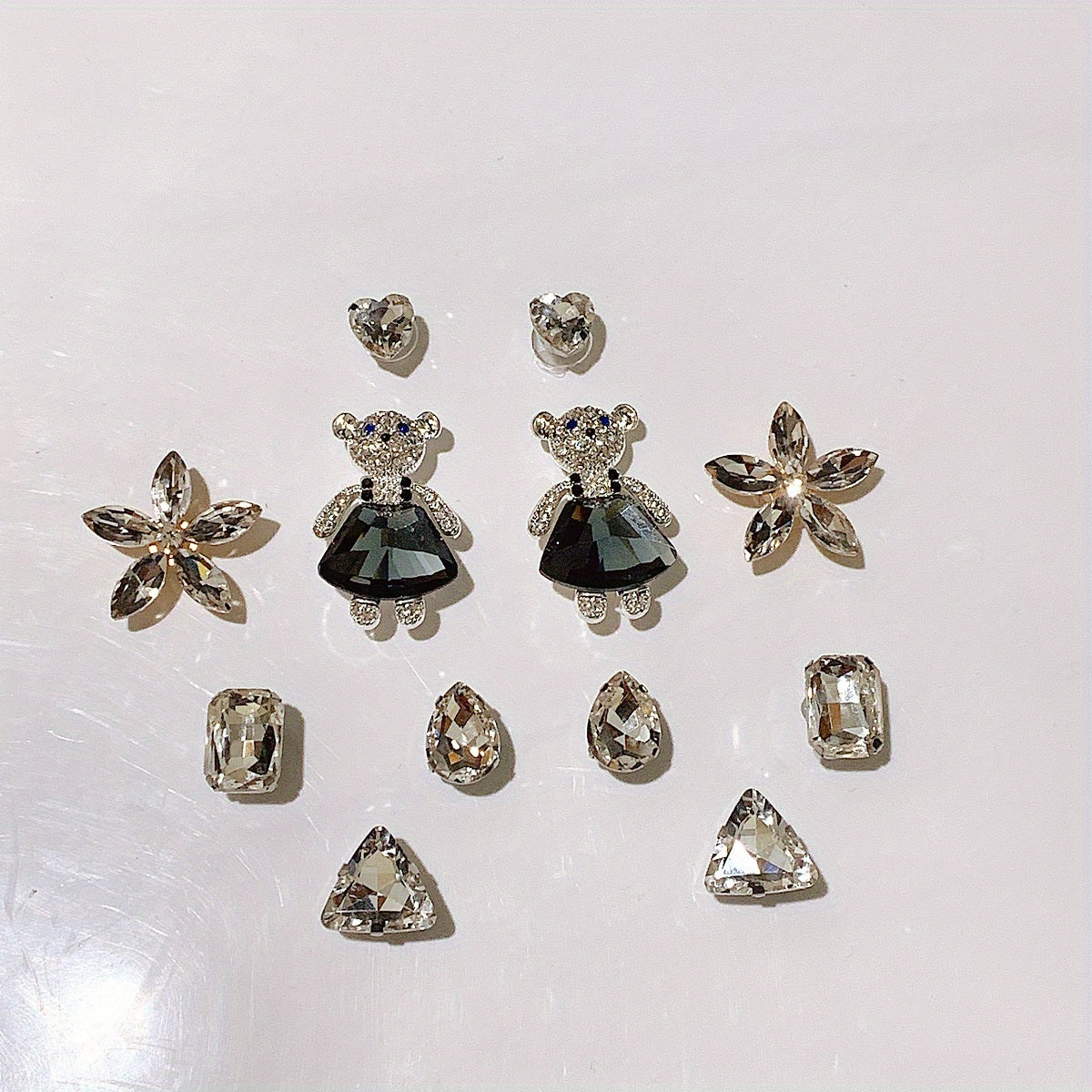 14pcs Rhinestone Bear & Chain Shoe Charms for Clogs Garden Shoes DIY Accessories