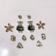 14pcs Rhinestone Bear & Chain Shoe Charms for Clogs Garden Shoes DIY Accessories