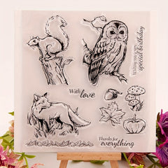 Owl Fox Background Clear Stamps for Card Making DIY Scrapbooking