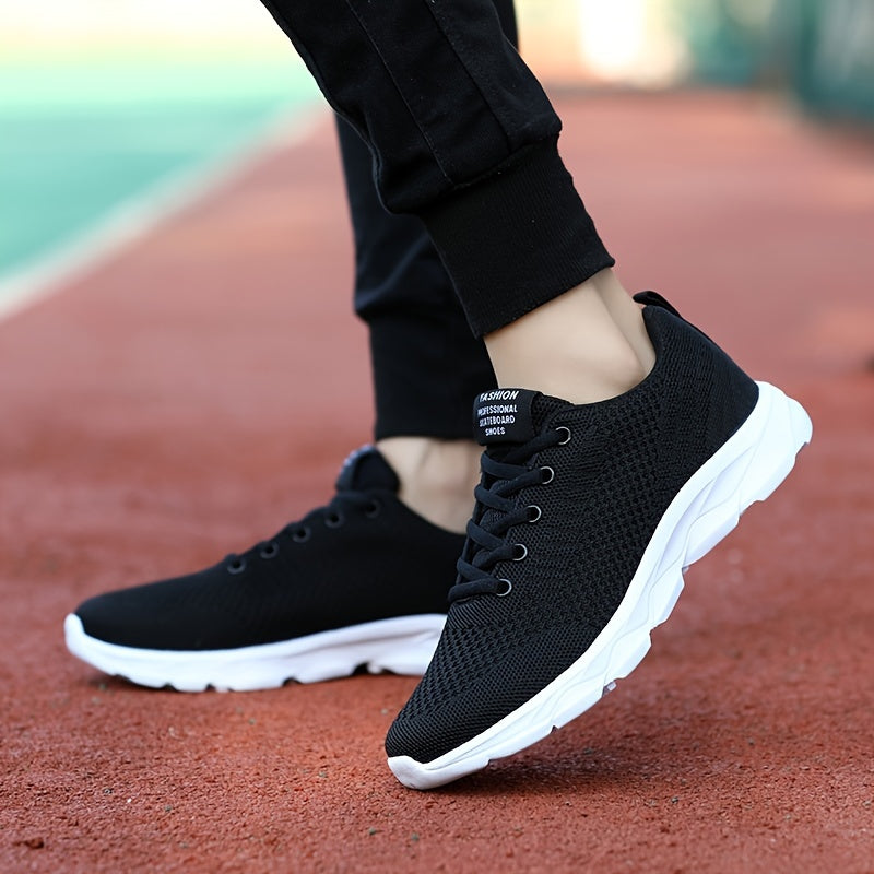 Women's Mesh Knitting Sneakers Lace-up Thick Sole Running Shoes
