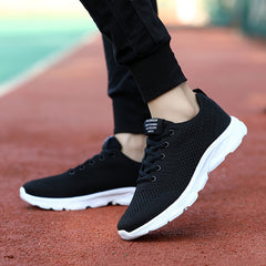 Women's Mesh Knitting Sneakers Lace-up Thick Sole Running Shoes