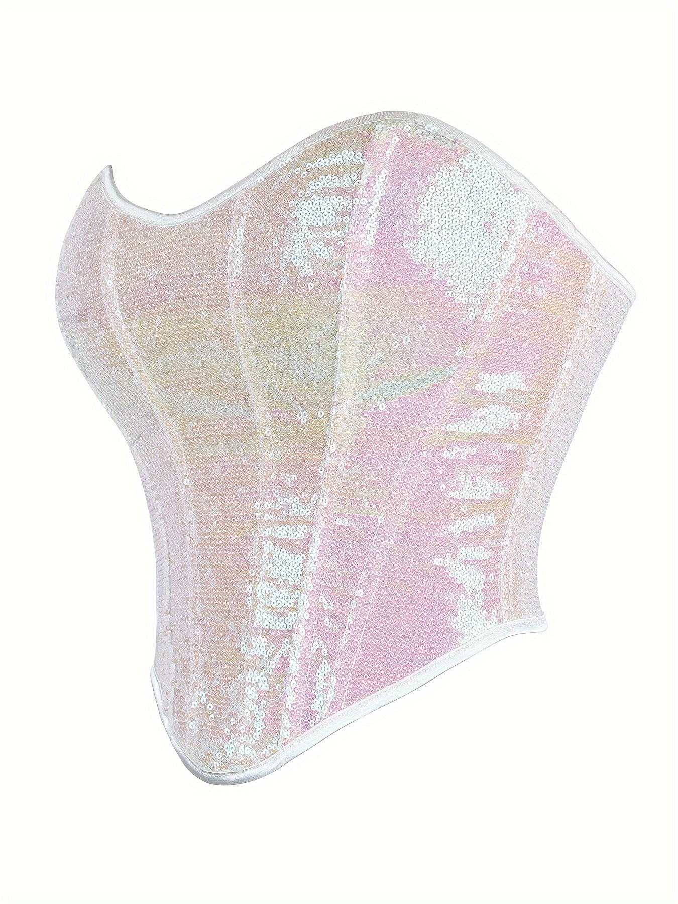 Sequin Strapless Corset Bustier Tummy Control Lace Up Slimmer Body Shaper