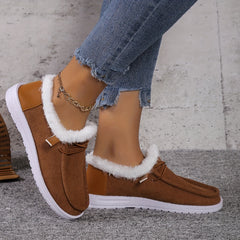 Plush Lined Thermal Furry Snow Shoes Winter Warm Non Slip Boat Shoes