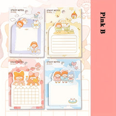 Cartoon Self adhesive Sticky Notes Ins Girl Heart Tearable Sticky Notes