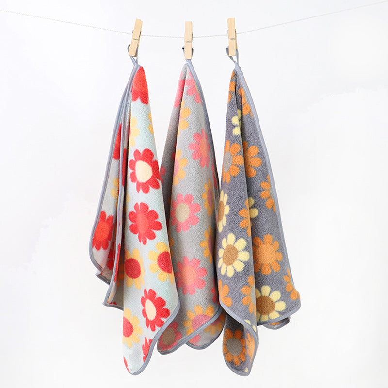3pcs Microfiber Hand Towel Soft Face Towel Flower Pattern Face Washing Towel