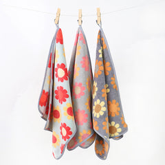 3pcs Microfiber Hand Towel Soft Face Towel Flower Pattern Face Washing Towel