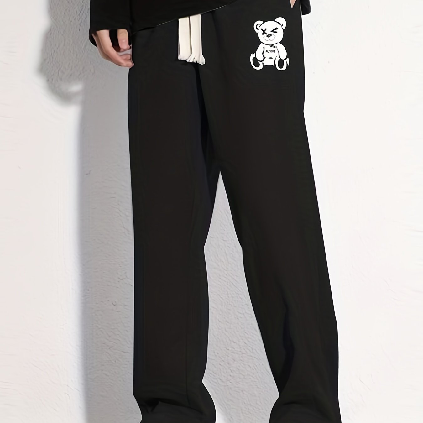 Toy Bear Pattern Joggers Men's Casual Loose Fit Pants Spring Summer