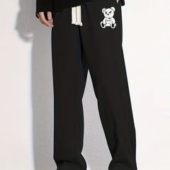 Toy Bear Pattern Joggers Men's Casual Loose Fit Pants Spring Summer