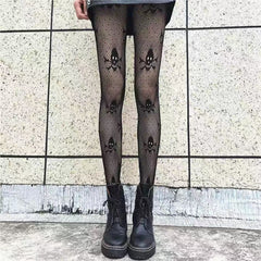Women's Skull Pattern Fishnet Stockings Tights