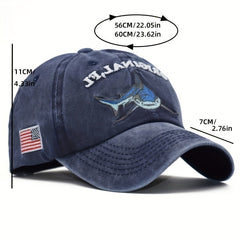 Shark Embroidery Baseball Cap Vintage Washed Adjustable Dad Hats