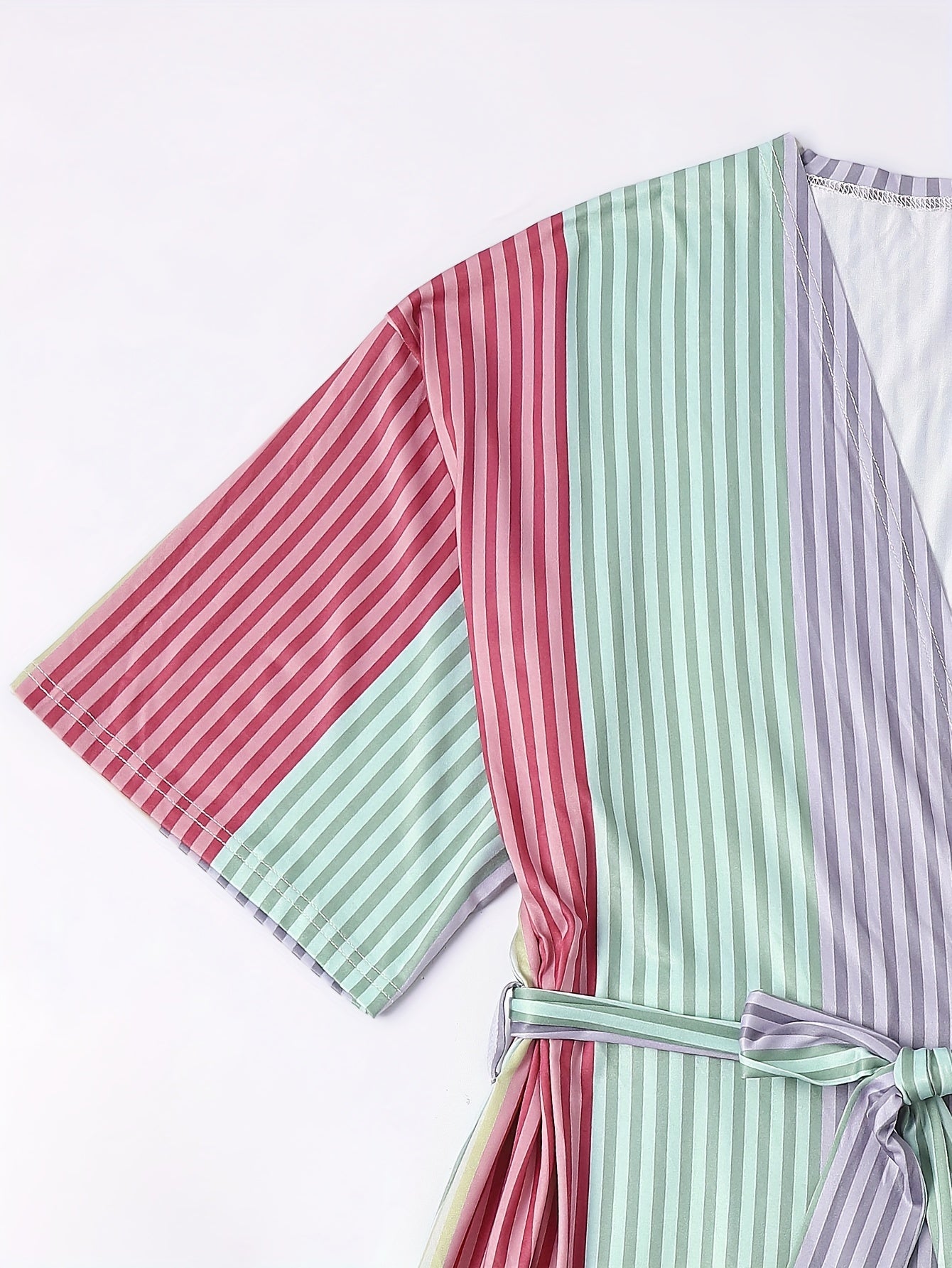 Rainbow Striped Short Sleeve Nightgown