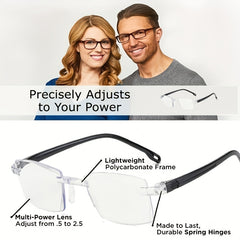 1pc Men's Multifocal Glasses Unisex High Auto Adjusting Rimless Glasses