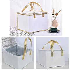 Golden Insulated Lunch Bag Portable Reusable Leak Proof