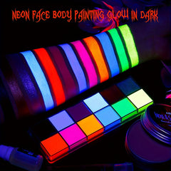 12 Colors UV Face Body Paint Palette with Brushes Waterproof Halloween Cospla