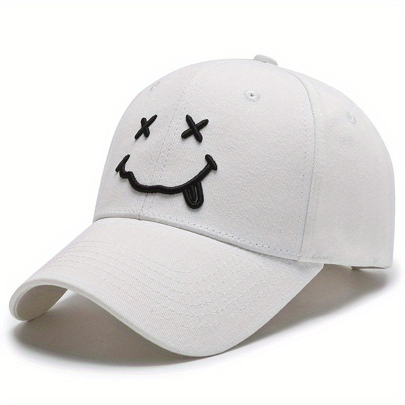 Cotton Embroidery Happy Face Baseball Cap for Couple