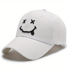 Cotton Embroidery Happy Face Baseball Cap for Couple