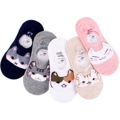 5 Pairs Soft Kitty Socks Boat Sock Pack Women's Stockings