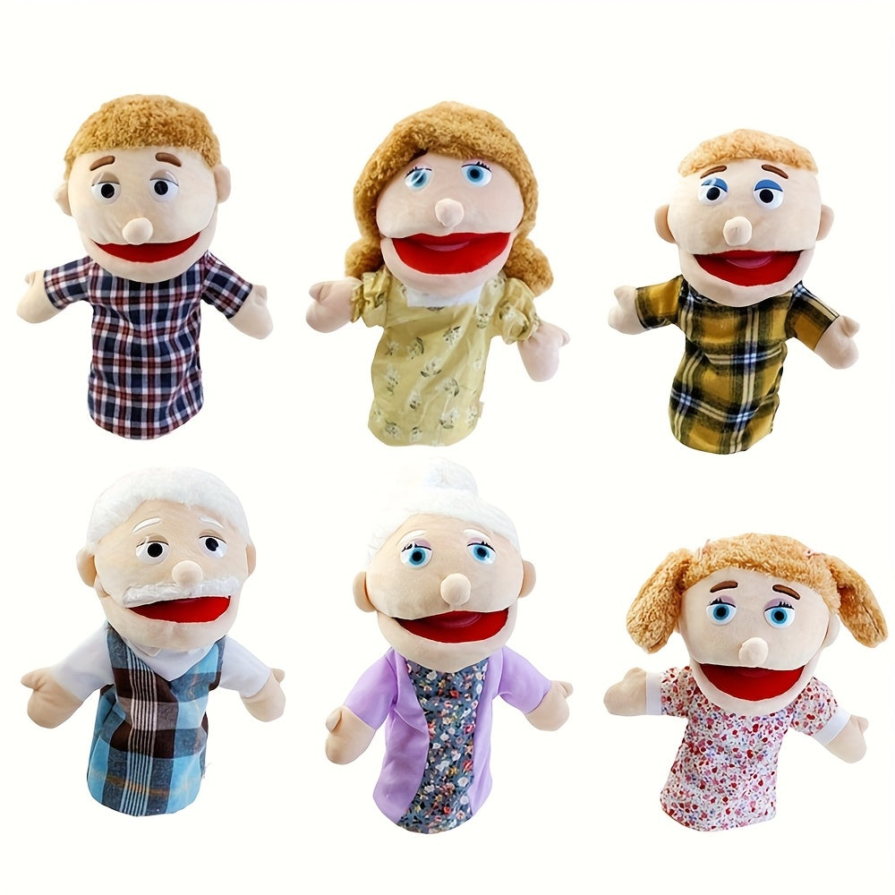 Set of 2 Family of Six Puppet Figures Plush Toys for Storytelling
