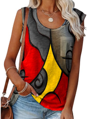 Abstract Print Tank Top Sleeveless Summer Casual