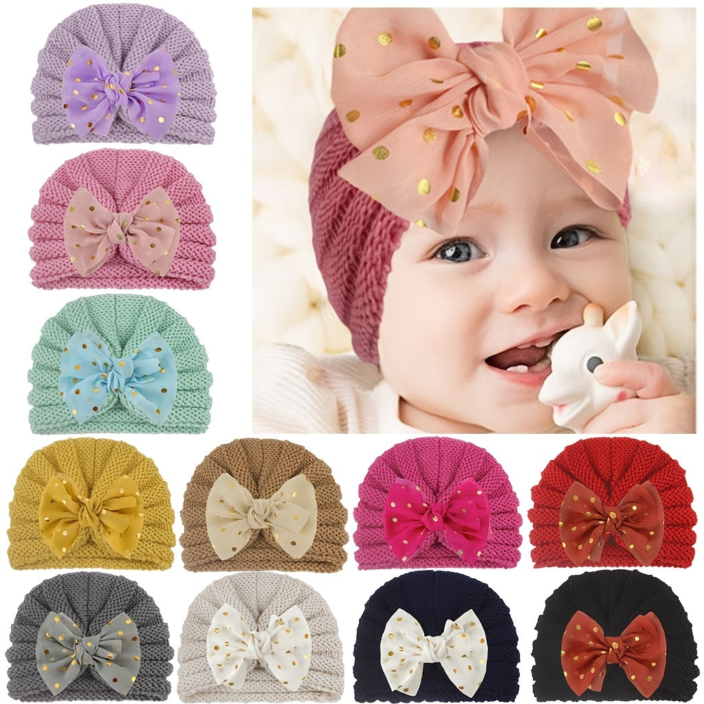 Kids' Knitted Winter Hat with Bow Breathable Hand Wash