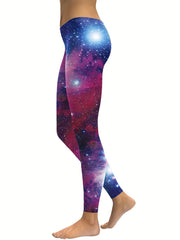 Starry Sky Print Leggings Casual Slim Long Length Leggings Women's Clothing