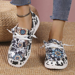 Sunflower & Cow Canvas Lace Up Sneakers