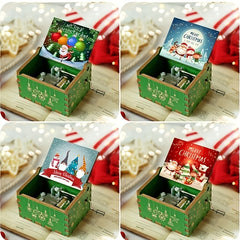 Wooden Music Box Merry Christmas Music Painted Music Box