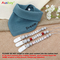 Custom Baby Gift Set Pacifier Clip & Bib